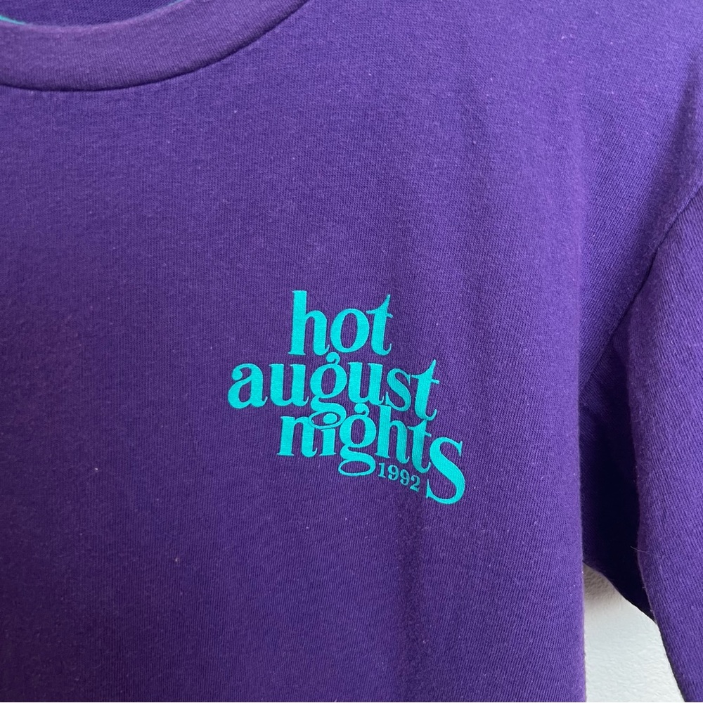 Vintage 90s Mens' Reno Hot August Nights Layered Tee Purple Teal Size Small - Picture 3 of 7